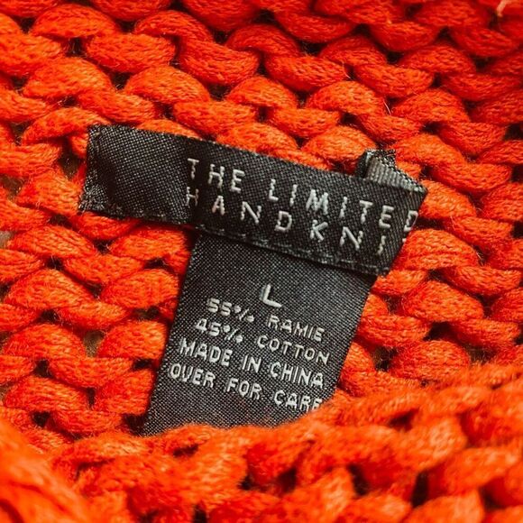 The Limited Hand Knit RARE Mock Neck Sleeveless Sweater/ Vest Orange Fall L AG23 - Picture 3 of 10